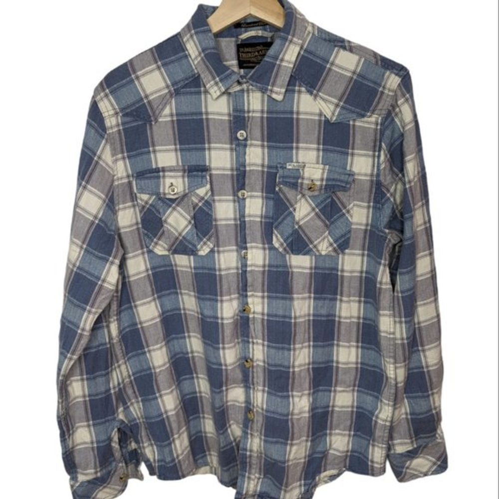 Los Angeles Third And‎ Army Long Sleeve Button Front Shirt Mens Medium Flannel